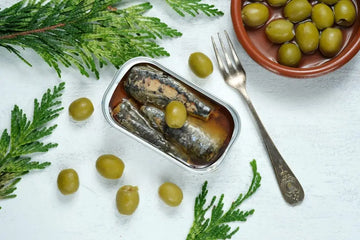 Geöffnete Dose Sardinen in Olivenöl