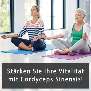 Cordyceps-Raupenpilz mit orangefarbenen Fruchtkörpern
