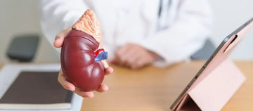 Anatomisches Modell von Niere und Nebenniere im ärztlichen Gespräch