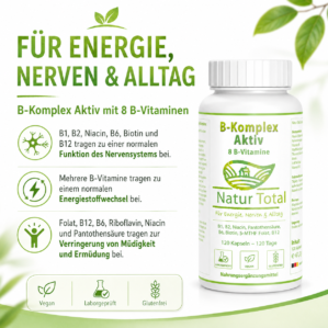 B-Komplex Aktiv – 8 aktive B-Vitamine – 120 vegane Kapseln