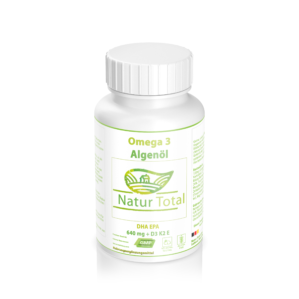Natur Total Veganes Omega 3 Algenöl 640 mg + D3 K2 E | DHA EPA