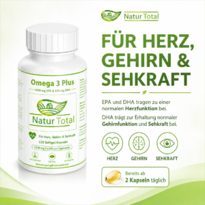 Omega 3 Plus 2000 mg Fischöl – 1000 mg EPA & 500 mg DHA – 120 Softgel-Kapseln