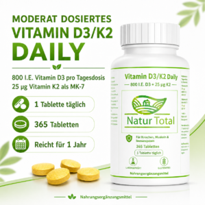 Vitamin D3/K2 Daily – 365 Tabletten Jahresvorrat
