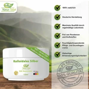 Kolloidale Silber Creme - 150 ml - eine natürliche Silbercreme - Silber Basiscreme
