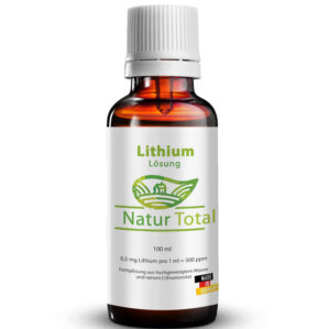 Natur Total Lithium-Lösung für Aquaristik 100 ml — Lithiumorotat 0,5 mg/ml, >99,9% Reinheit, Braunglasflasche mit Tropfer