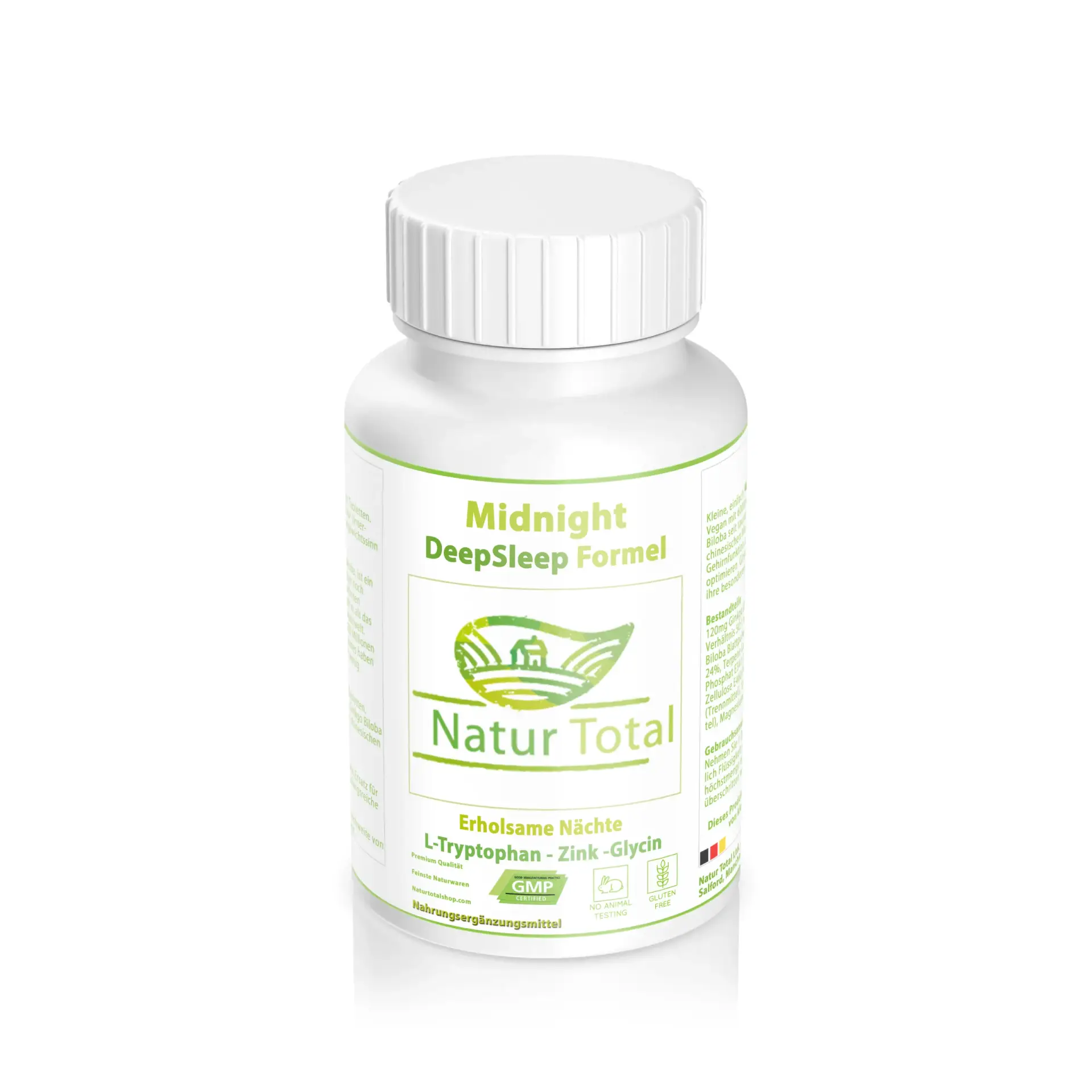 Die Midnight DeepSleep Formel vereint Tryptophan, Glycin und hochwertiges Zinkbisglycinat in einer natürlichen Mischung – ideal als Teil eines entspannenden Abendrituals. Die sorgfältig abgestimmten Inhaltsstoffe unterstützen Ruhe, Balance