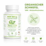 MSM 1000 mg – Organischer Schwefel – 180 vegane Kapseln