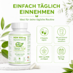 MSM 1000 mg – Organischer Schwefel – 180 vegane Kapseln