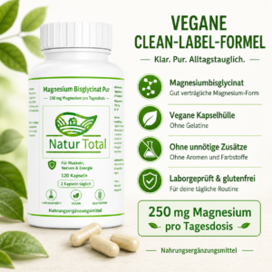 Magnesium Bisglycinat Pur – Abendruhe – 250 mg Magnesium – 120 vegane Kapseln