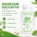 Magnesium Bisglycinat Pur – Abendruhe – 250 mg Magnesium – 120 vegane Kapseln